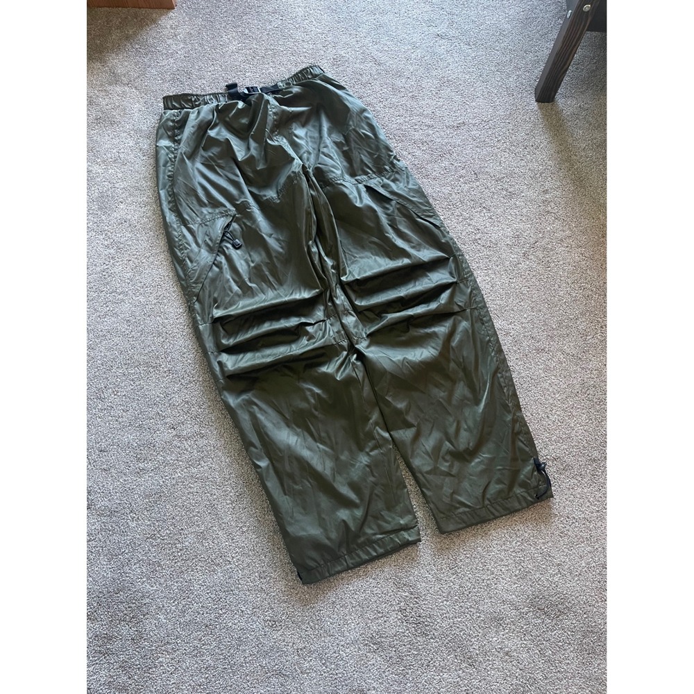 Mens USA Olympic Track Pants L Green Excellent Water Repellent Cargo Utility
